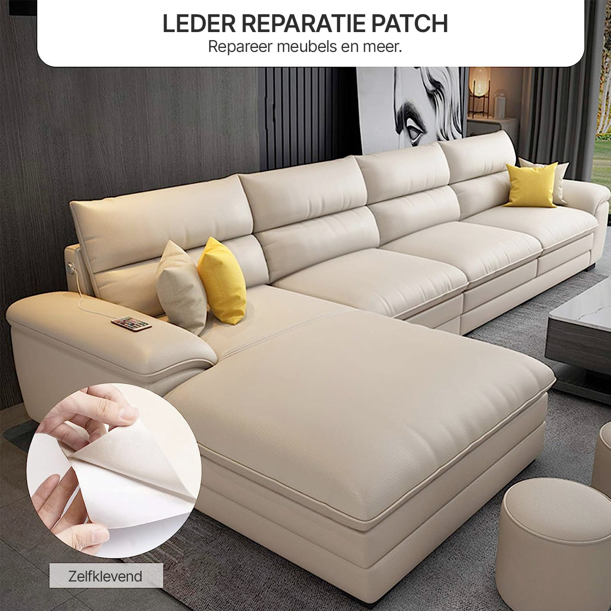 ReviLeer Zelfklevende PU-Leren Patch – Waterdichte Reparatiepleister voor Meubels