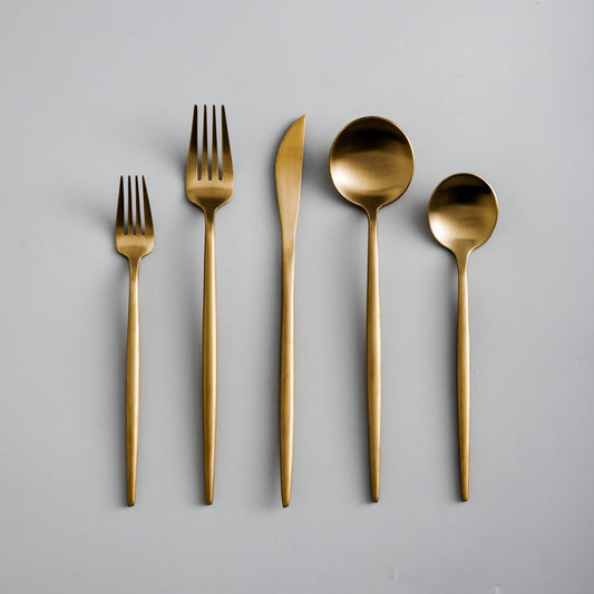 Minimalistisch Bestekset 20-Delig - RVS met Gouden Coating