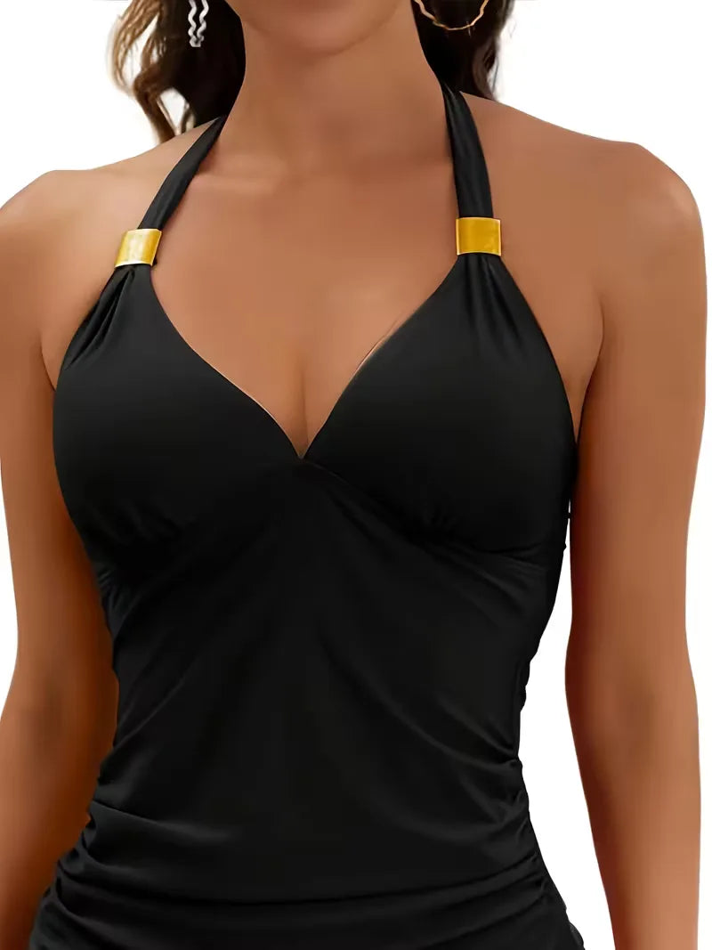 Dames Tankini met Halternek en Hoge Taille Broekje