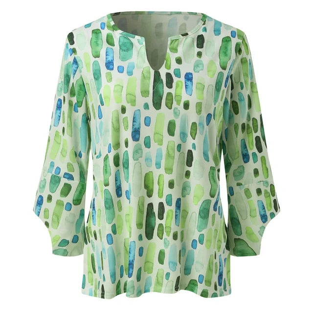 Geometrisch Chic Damesblouse – Comfort & Elegant Statement