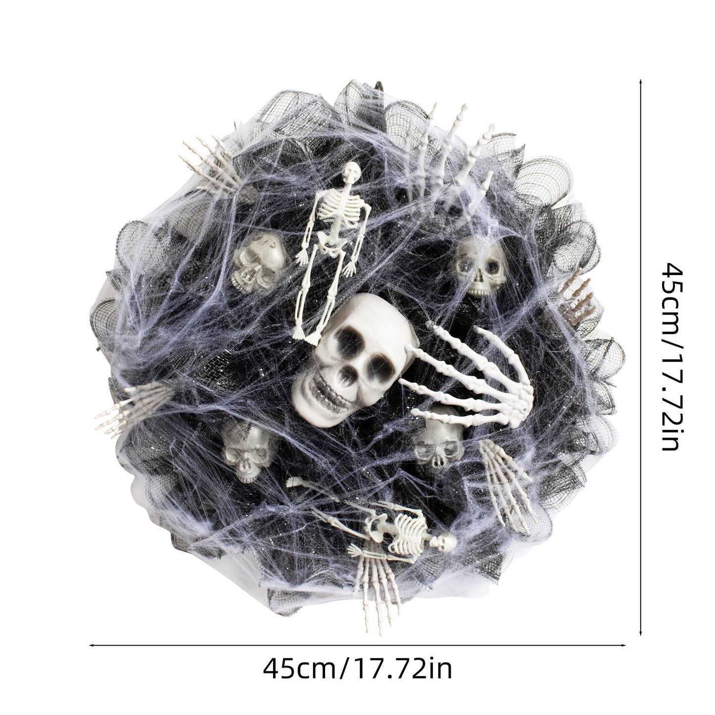 Halloween Krans – Mesh Schedel Garland voor Deur- en Muurdecoratie