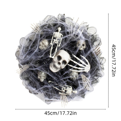 Halloween Krans – Mesh Schedel Garland voor Deur- en Muurdecoratie