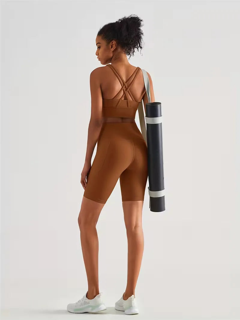 Dames Sportshort met Hoge Taille en Zijzak Ademend