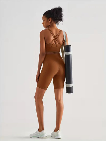 Dames Sportshort met Hoge Taille en Zijzak Ademend