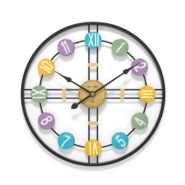 StilTijd – Grote Vintage Wandklok met Romeinse Cijfers en Metalen Frame