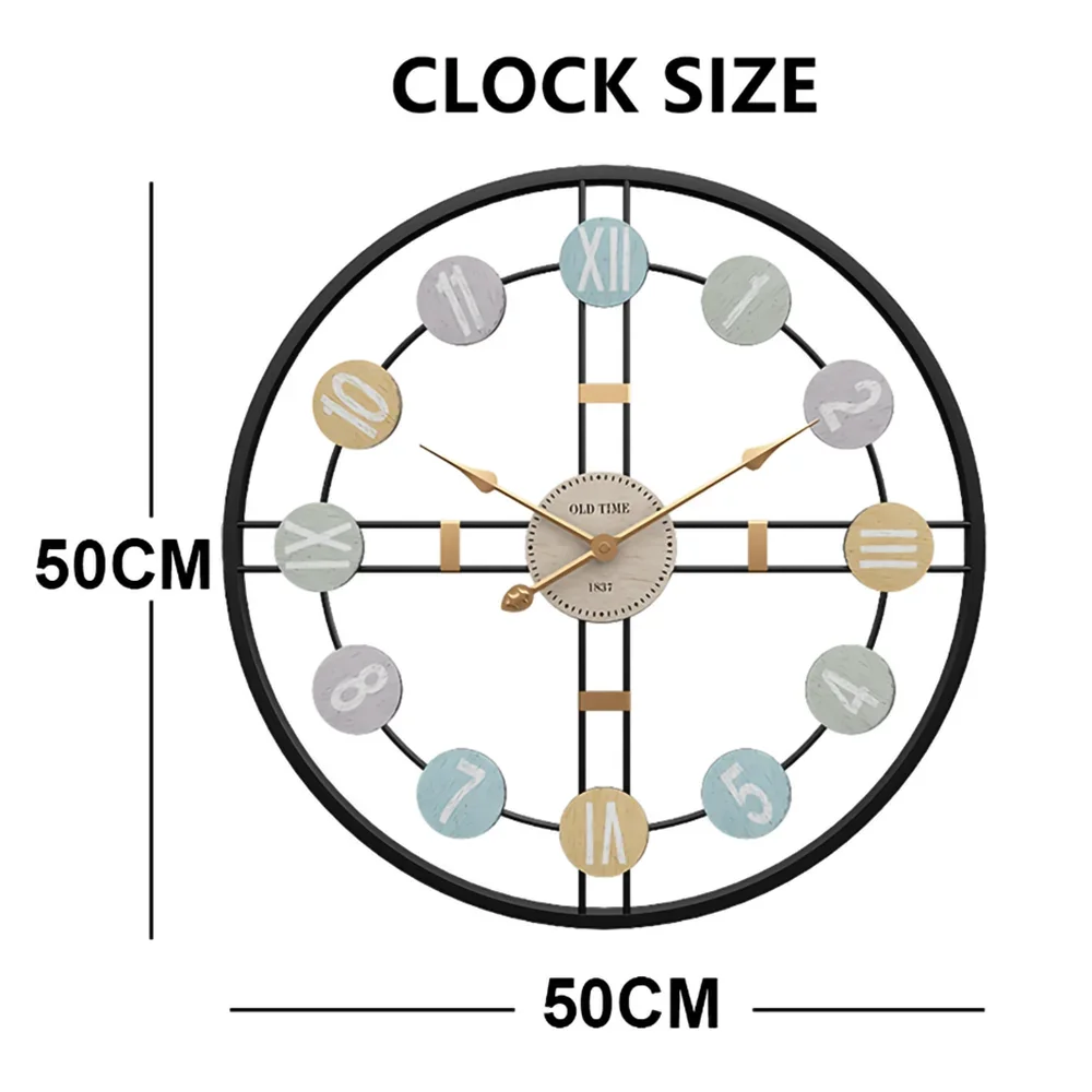 StilTijd – Grote Vintage Wandklok met Romeinse Cijfers en Metalen Frame