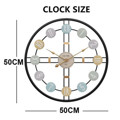 StilTijd – Grote Vintage Wandklok met Romeinse Cijfers en Metalen Frame