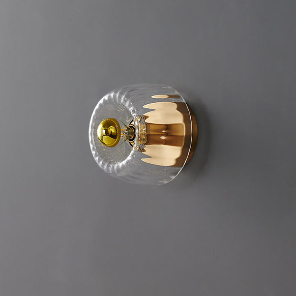 BrassRay Wand- en Plafondlamp – Luxe Zonvormige Lamp van Koper & Glas