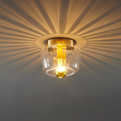 BrassRay Wand- en Plafondlamp – Luxe Zonvormige Lamp van Koper & Glas