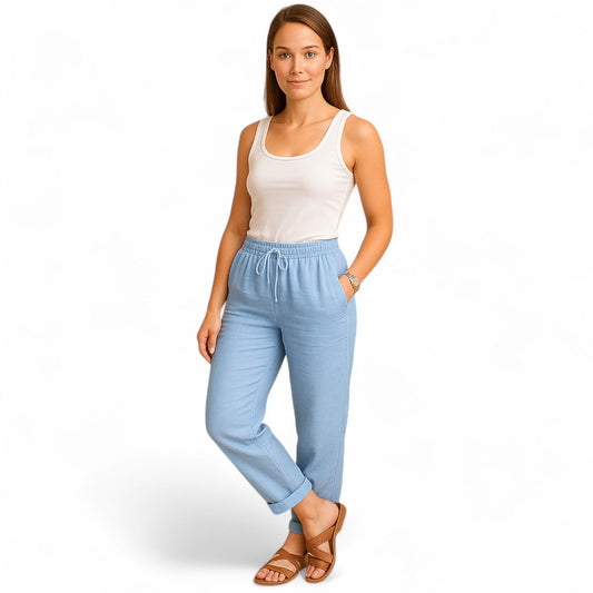 LinoFlex Dames Linnen Broek – Casual Zomers Comfort in Losse Snit
