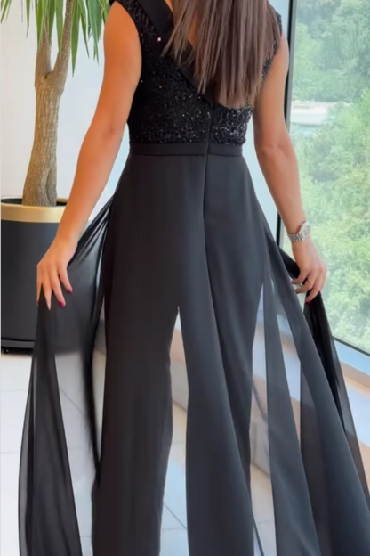 Elegante mouwloze jumpsuit met textuur – Stijlvol en veelzijdig