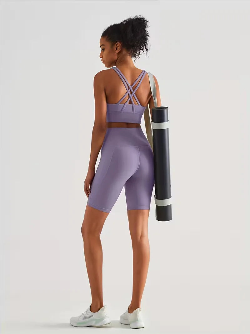 Dames Sportshort met Hoge Taille en Zijzak Ademend