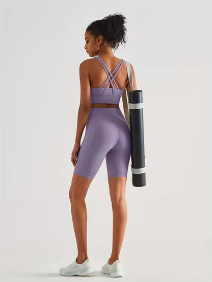 Dames Sportshort met Hoge Taille en Zijzak Ademend