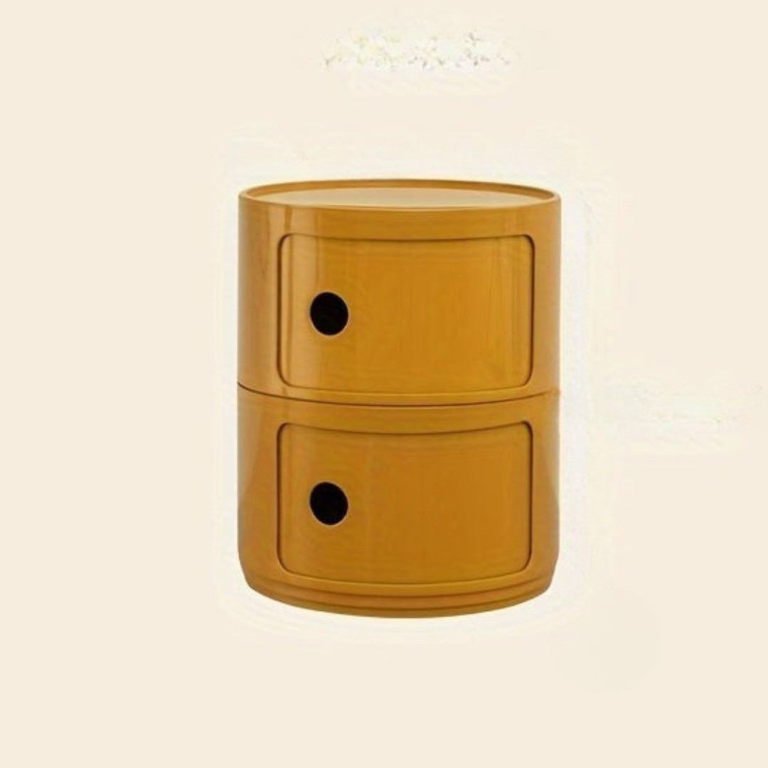 Ronde Nachtkast met Kunststof Lades en Modern Design