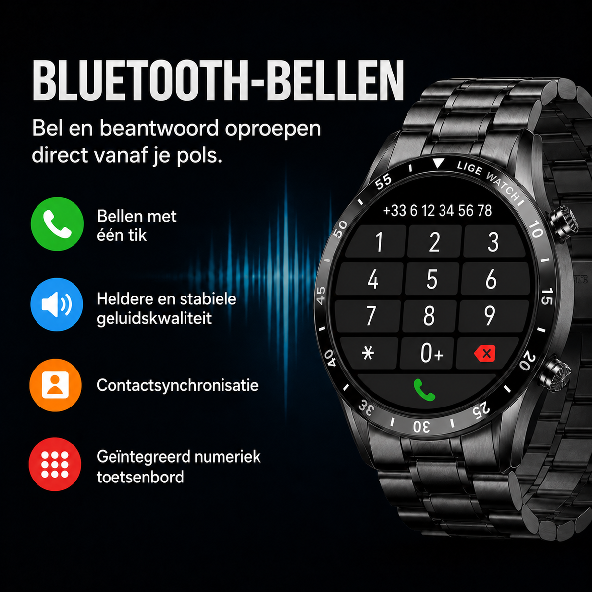 ConnectPulse 4G Smartwatch - Bellen en Connectiviteit vanaf je Pols