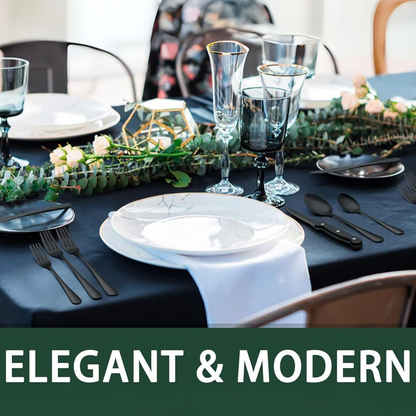 Luxe 24-Delige Zwarte Bestekset – Roestvrij Staal & Vaatwasmachinebestendig