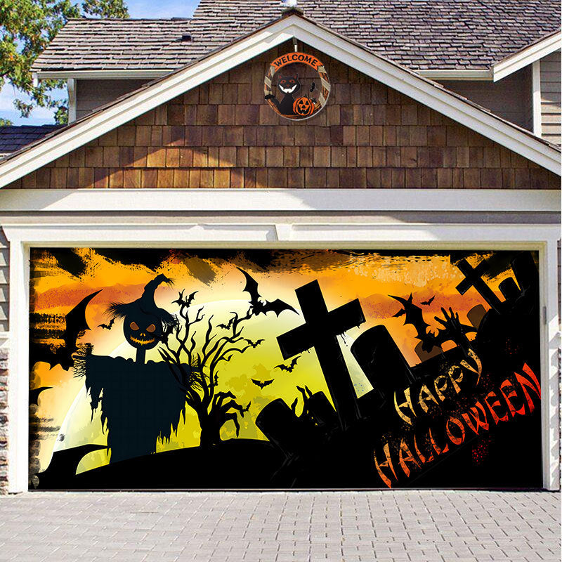 Halloween Garagedeur Decoratie Banner - Griezelige Sfeer in Minuten