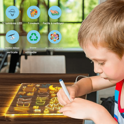 Kiddli LED Tekenbord – Herbruikbaar Schrijfbord met Lichtpen