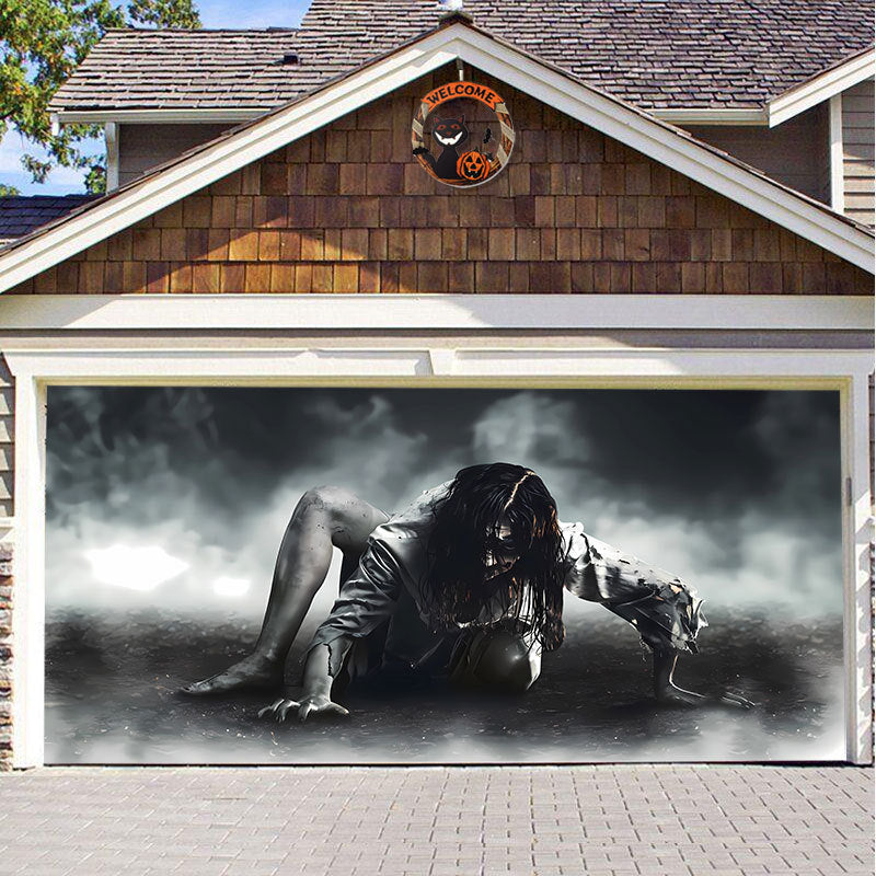 Halloween Garagedeur Decoratie Banner - Griezelige Sfeer in Minuten