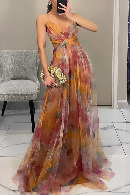 FloraBreeze Flowy Zomerjurk met Bloemenprint en Open Rug