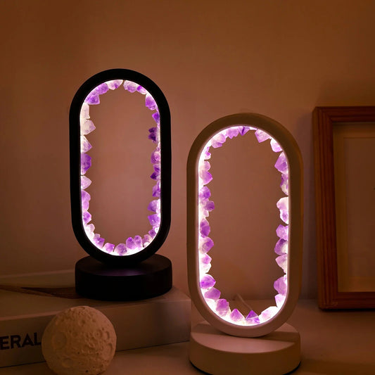 KristalGloed – Handgemaakte amethist sfeerlamp voor ontspanning en rust