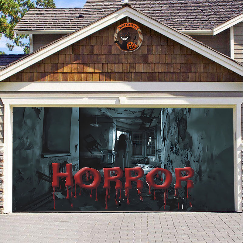 Halloween Garagedeur Decoratie Banner - Griezelige Sfeer in Minuten