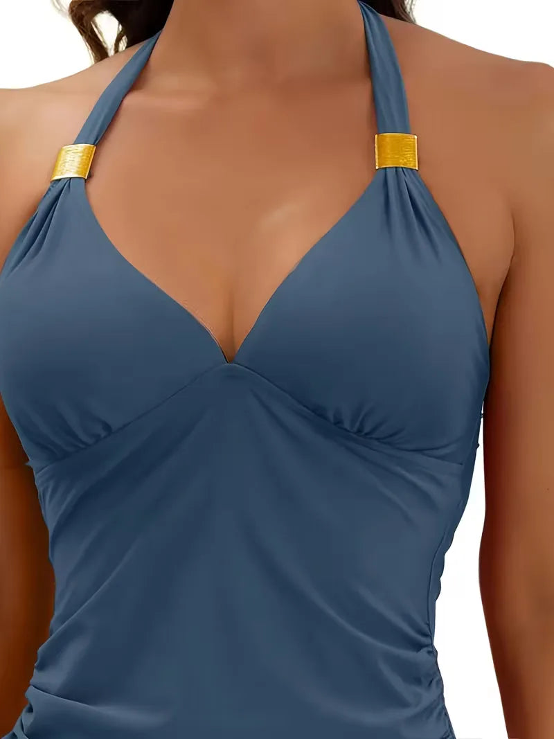 Dames Tankini met Halternek en Hoge Taille Broekje