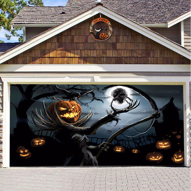 Halloween Garagedeur Decoratie Banner - Griezelige Sfeer in Minuten