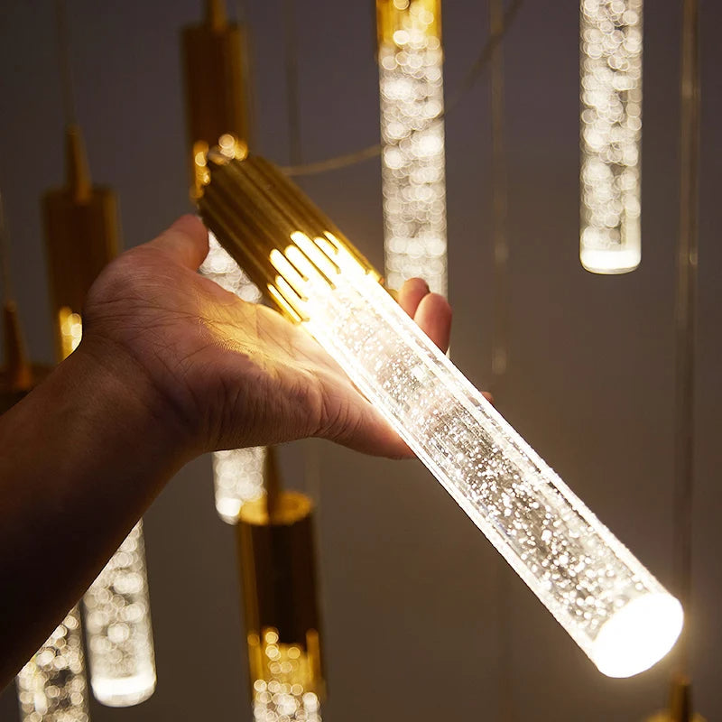 Glazen cilindrische hanglamp warmwit - modern design