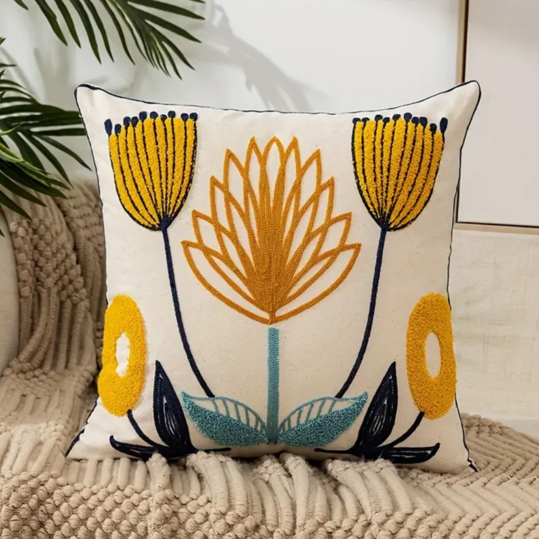 Sierkussen FloraZacht – Decoratief Bloemenkussen met Afneembare Hoes