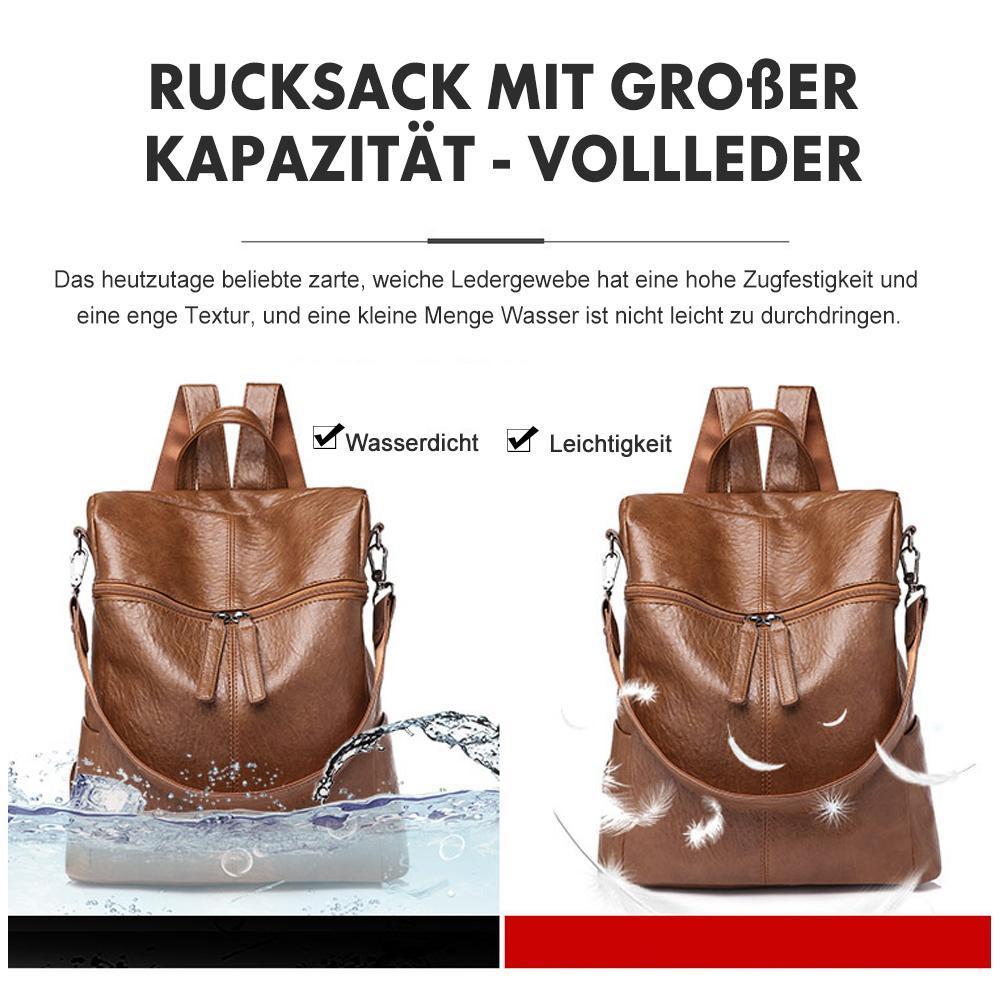 Premium Leren Rugzak met Grote Capaciteit - Zwart & Khaki