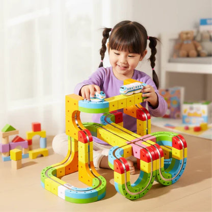 Creatieve Spoorbouwer 3D Trein Bouwset voor Kinderen met Oplaadbare Trein