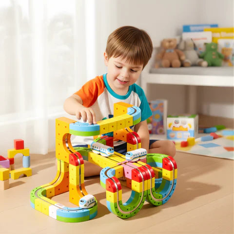 Creatieve Spoorbouwer 3D Trein Bouwset voor Kinderen met Oplaadbare Trein