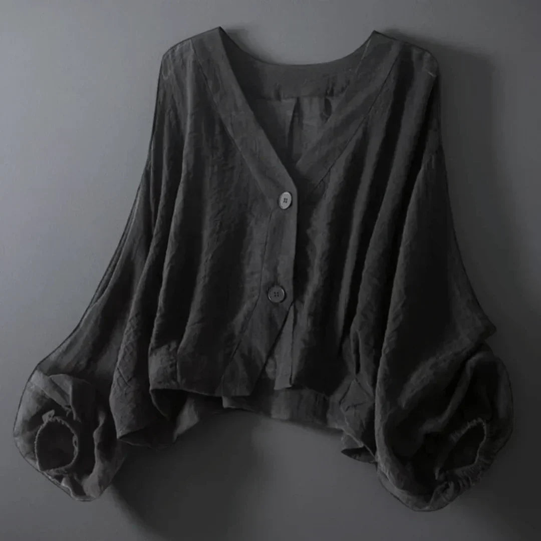 LunaLinnen Blouse Met Pofmouwen