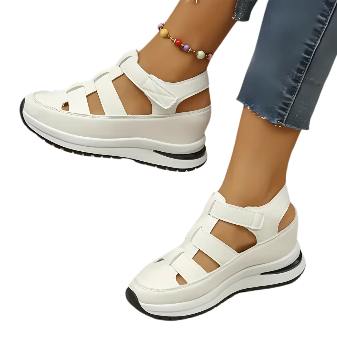 CitySteps Dames Gladiator Sandalen – Gesloten Teen met Platform en Klittenbandsluiting
