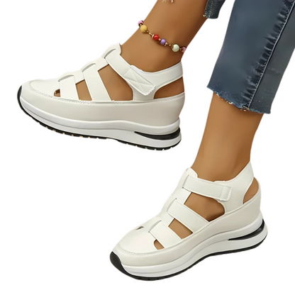 CitySteps Dames Gladiator Sandalen – Gesloten Teen met Platform en Klittenbandsluiting