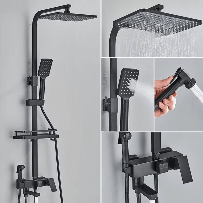 RainFlow Luxe regendouche set – verstelbare messing douchekraan met 4 functies