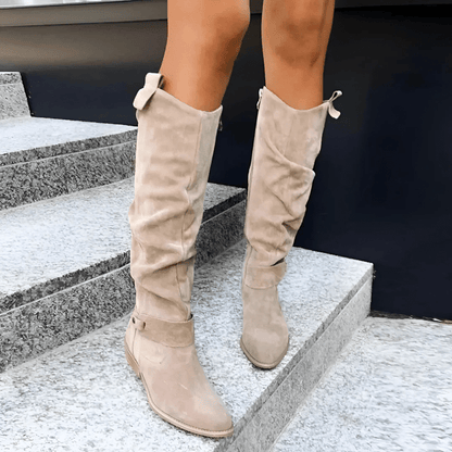 Kniehoge Suède Laarzen Aurora – Elegante en Comfortabele Dameslaarzen voor Herfst en Winter