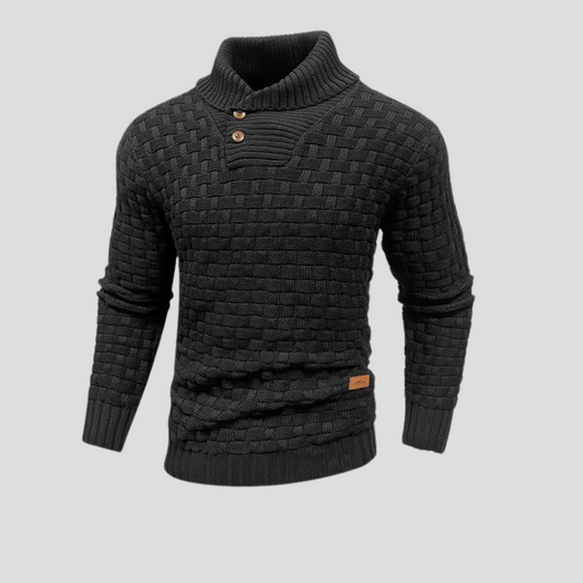 KnitForm Herentrui – Gebreide Halve Kraagtrui met Knoopsluiting en Klassieke Pasvorm