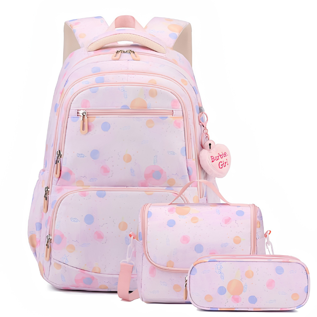 Driedelige Schooltas Set met Cartoonprint - Rugzak, Etui en Accessoires