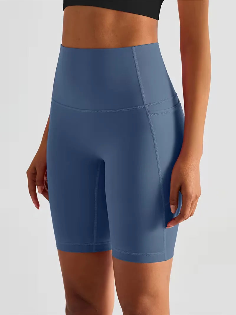 Dames Sportshort met Hoge Taille en Zijzak Ademend