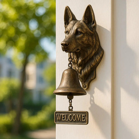 Welkomstbel Herderbronze – Elegante Wandbel met Duitse Herder Design