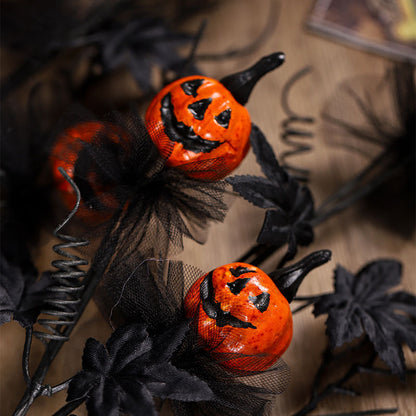 Halloween Decoratie – Zwarte Pompoen Tak Ornament