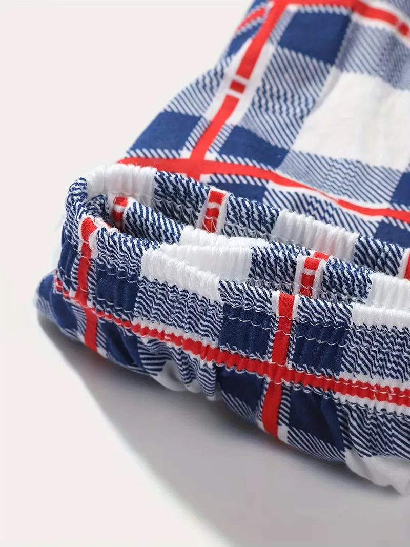 Heren Geruite Boxershort met Elastische Taille en Knoopsluiting