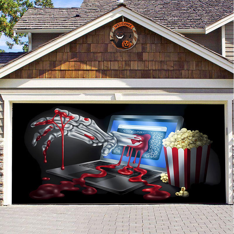 Halloween Garagedeur Decoratie Banner - Griezelige Sfeer in Minuten