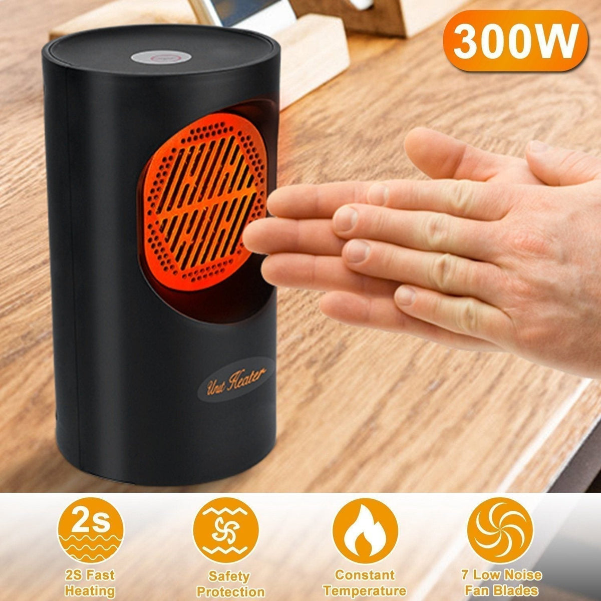 Compacte Spiraal Bureauverwarmer 300W – Draagbare Snelle Verwarming