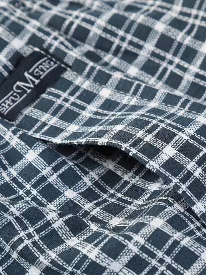 Heren Geruite Boxershort met Elastische Taille en Knoopsluiting