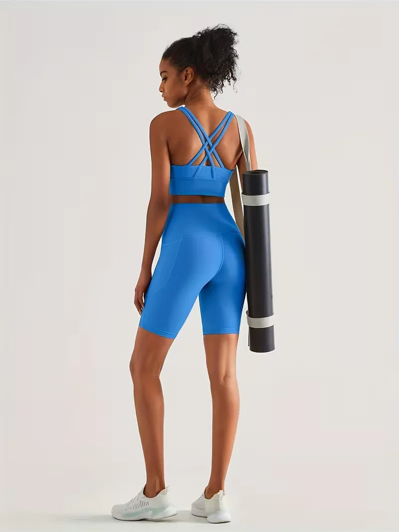 Dames Sportshort met Hoge Taille en Zijzak Ademend