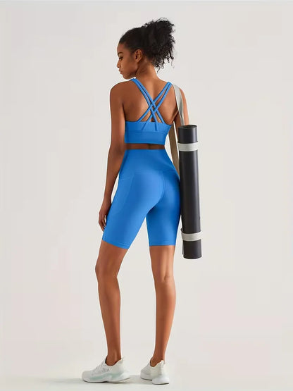 Dames Sportshort met Hoge Taille en Zijzak Ademend
