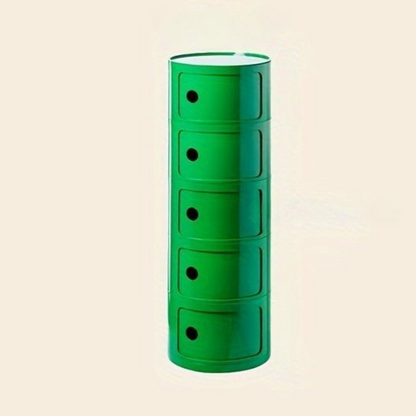 Ronde Nachtkast met Kunststof Lades en Modern Design